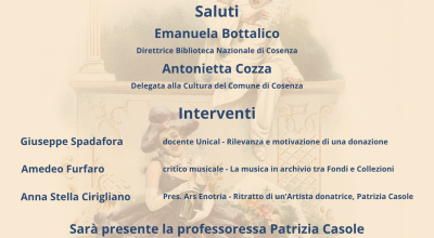 “La sezione musica della Biblioteca Nazionale di Cosenza. Il ruolo di donazioni e lasciti”.